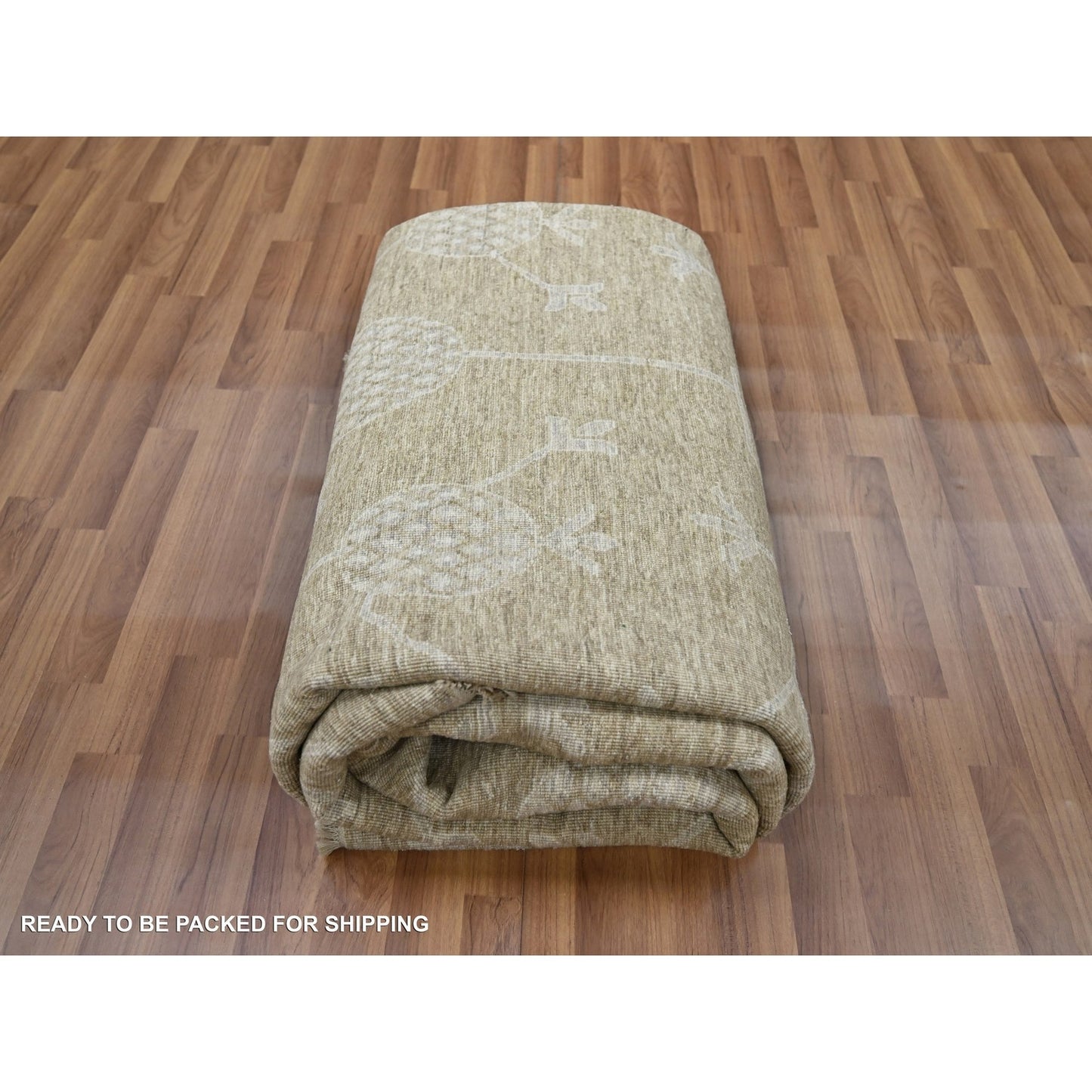 8'1"X10'1" Brown Pomegranate Design Pure Wool Hand Knotted Oriental Rug