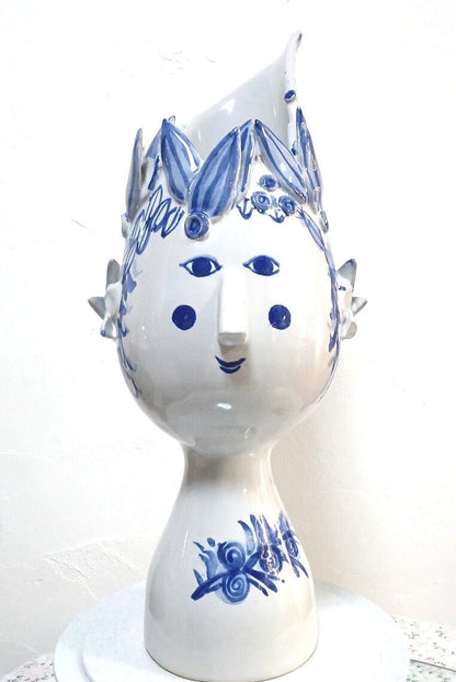 Handmade BJORN WIINBLAD Flower Vase "Girl from Arles" Blue House Ceramic