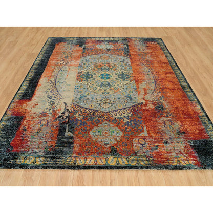 10'2"X10'2" Orange Wool Hand Knotted Ancient Ottoman Design Square Rug