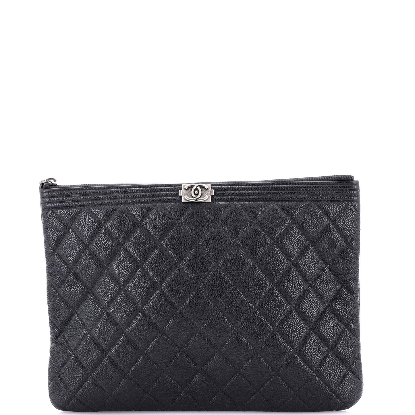 Chanel Boy O Case Clutch Quilted Caviar Medium