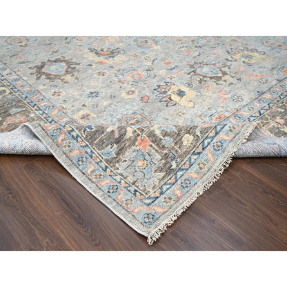 12'X17'9" Harbor Gray Hand Knotted Supple Oushak Wool Oversized Rug