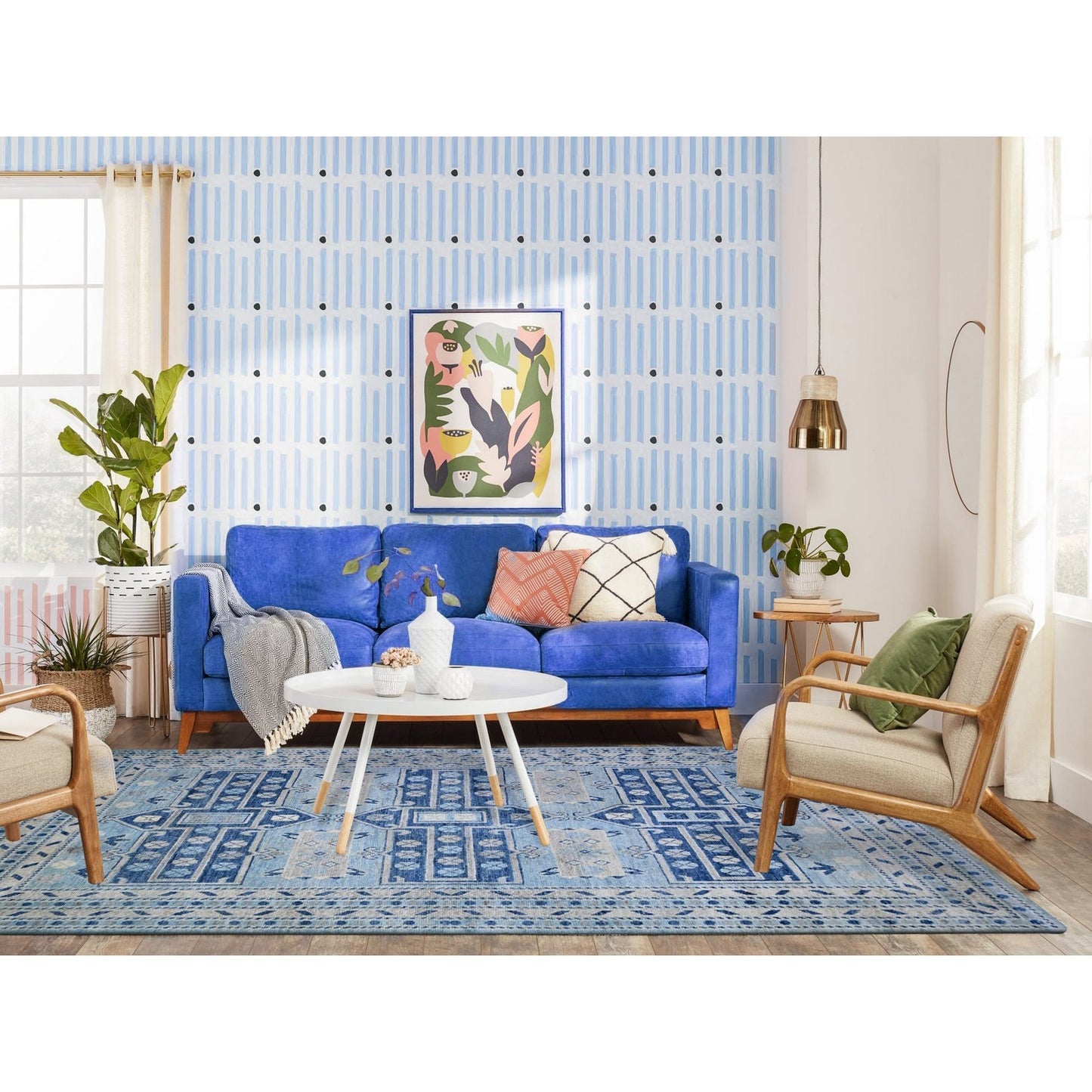 6'1"X9' Light Blue Wool Hand Knotted Anatolian Village Inspired Rug