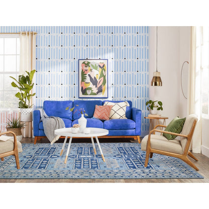 6'1"X9' Light Blue Wool Hand Knotted Anatolian Village Inspired Rug