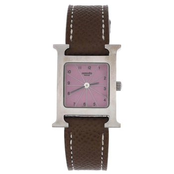 Hermes Heure H Quartz Watch Stainless Steel And Leather 17