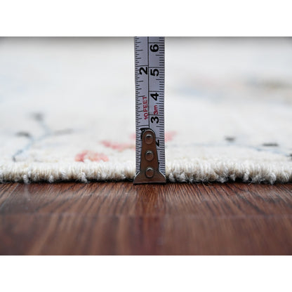 4'X6' Ivory Sparrows On The Tree Peshawar Soft Wool Hand Knotted Rug