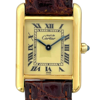Cartier Must Tank Vermeil Sm 366001 Beige Sv/Gf Quartz