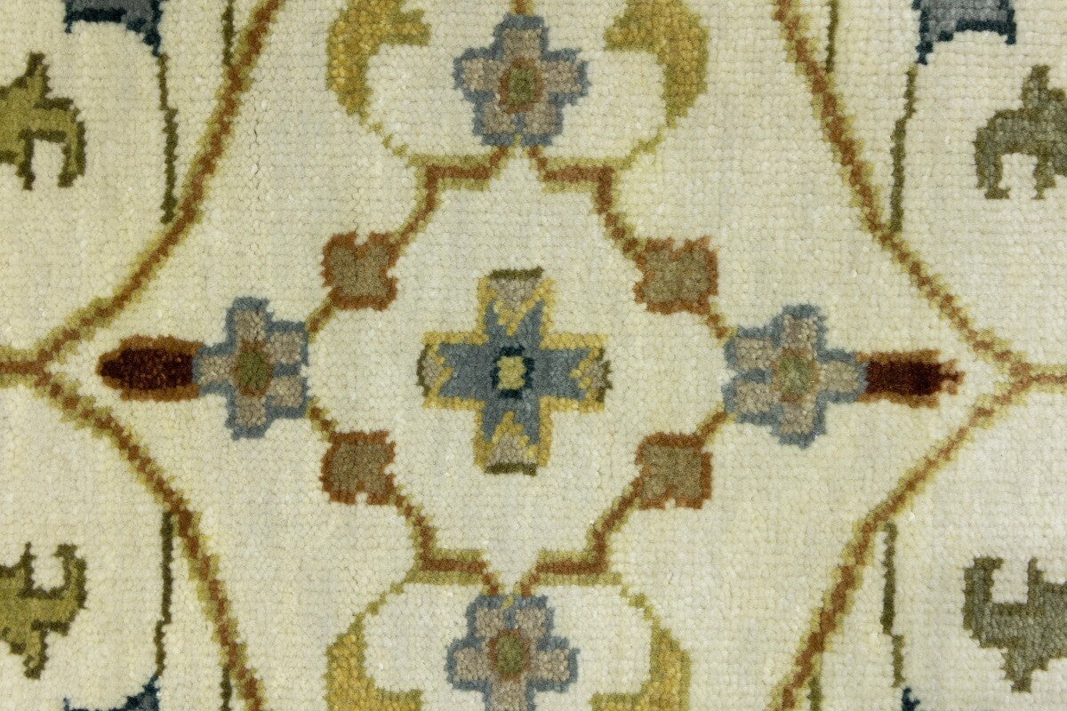 Hand-Knotted Cream Floral Design Osh Chobi Rug