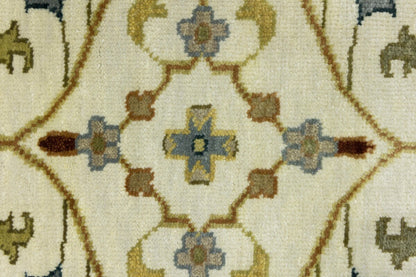 Hand-Knotted Cream Floral Design Osh Chobi Rug