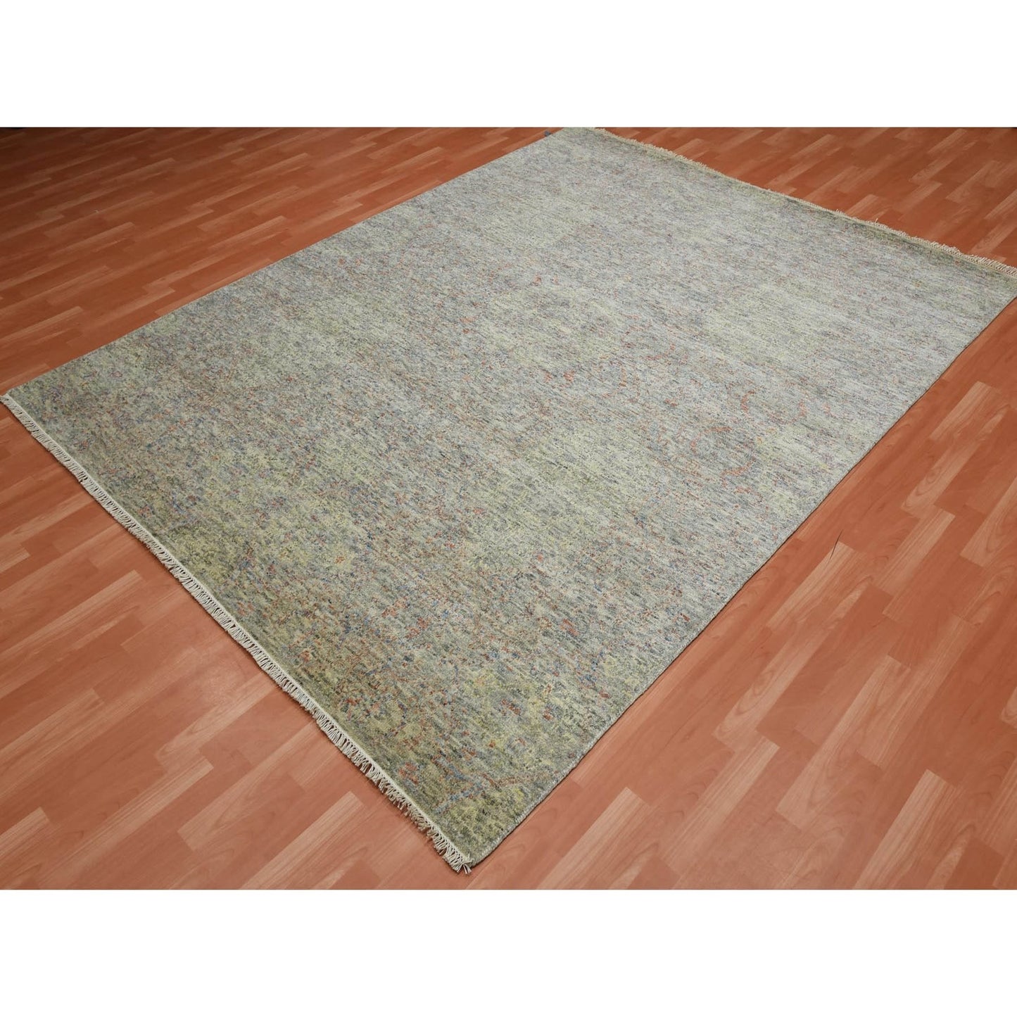 8'X10'2" Gray Modern Salt And Pepper Design Wool Hand Knotted Rug