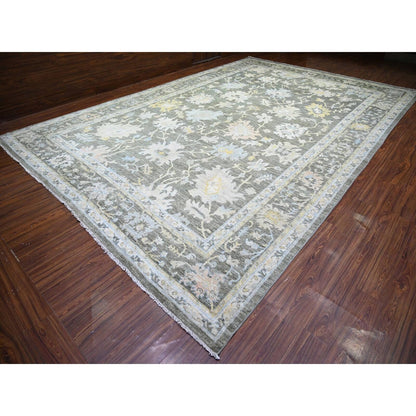 11'9"X17'6" Gray Afghan Angora Oushak Wool Hand Knotted Oriental Rug