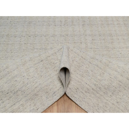 Rug 8'1"x10' Ivory Hand Loomed Vertical Stripes Design Natural Wool