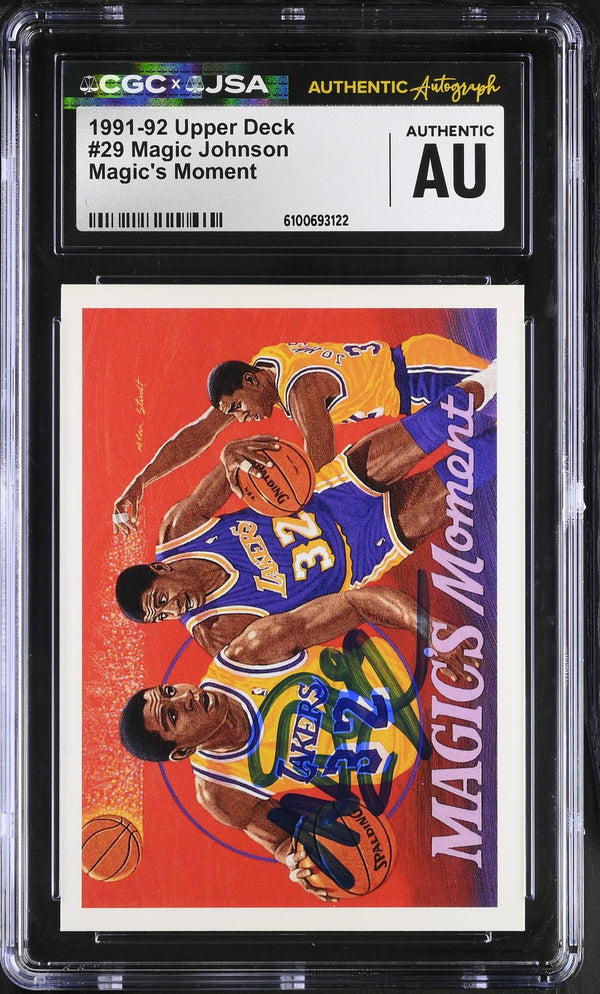BA206510 Magic Johnson 1991-92 Upper Deck Signed/ Autographed Card #29 CGC x JSA