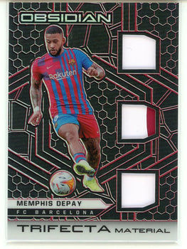 Memphis Depay 2021-22 Panini Obsidian Soccer Trifecta Material Card #Tm-Mde