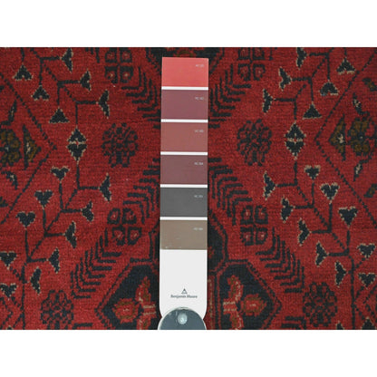 2'6"X6'3" Red Afghan Andkhoy Soft Wool Hand Knotted Runner Oriental Rug