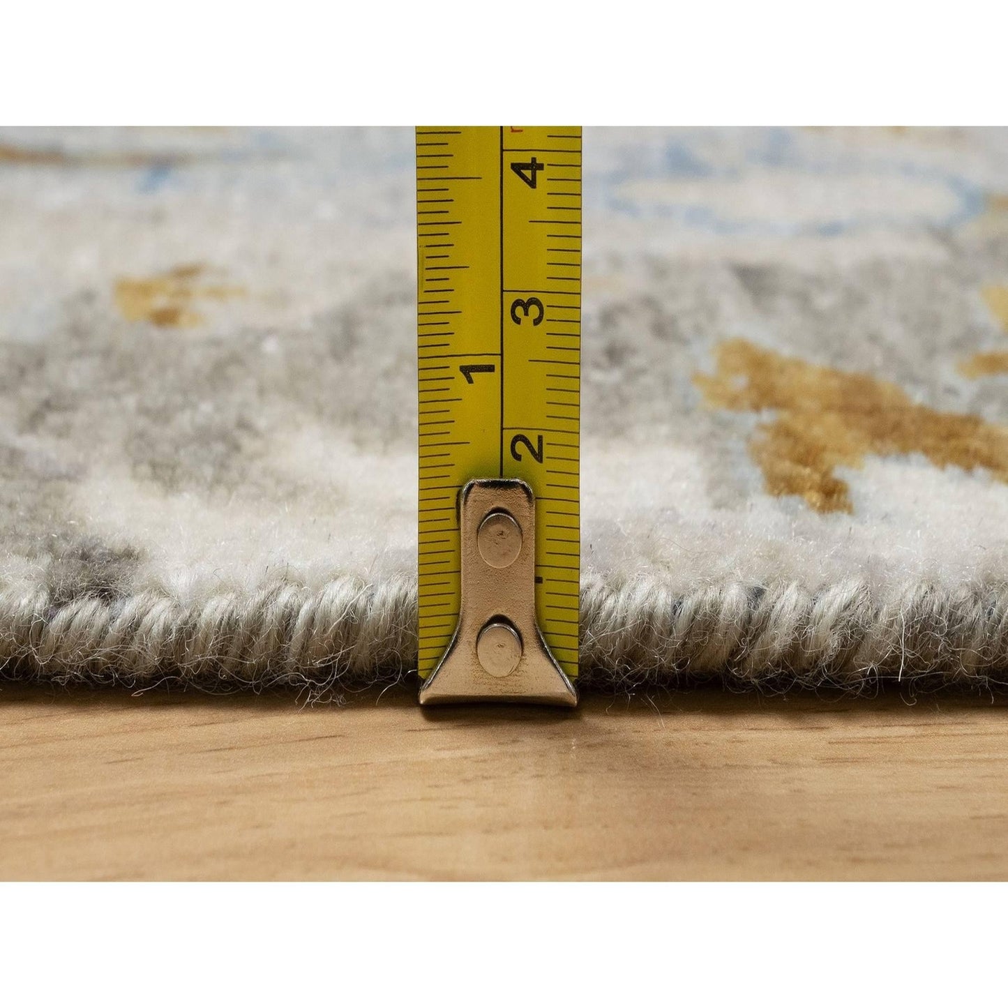 2'X3'1" Ivory Broken Pattern Oushak Design 100% Wool Hand Knotted Mat Rug