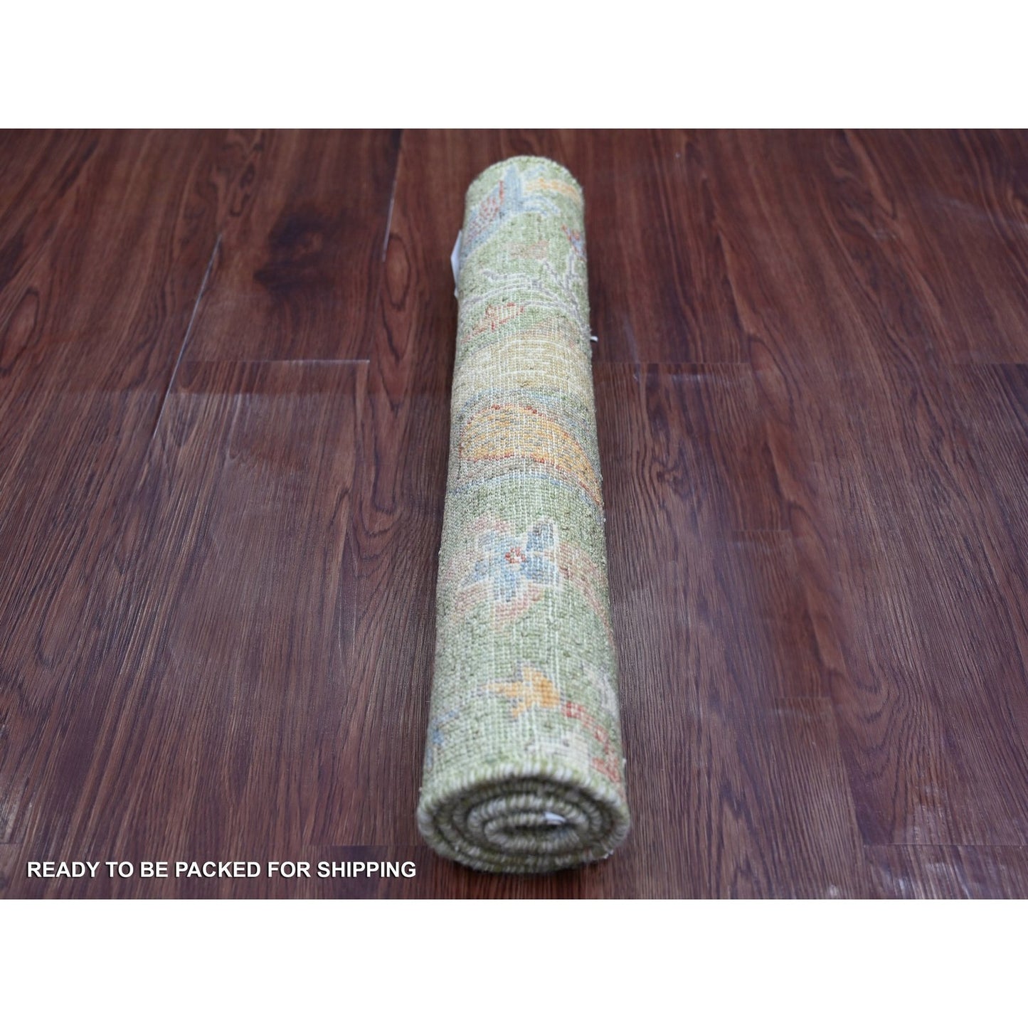 2'X3'2" Green Mat Rug Hand Knotted Peshawar Birds Of Paradise Design Wool