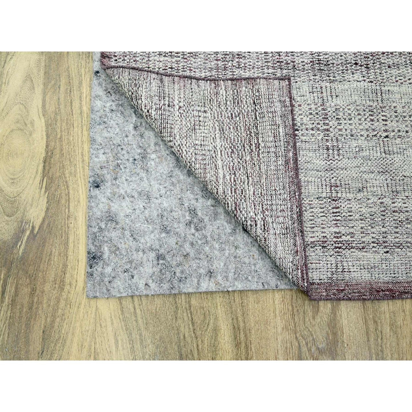 8'9"X12'1" Red & White Oxidized Grass Design Hand Knotted Pure Wool Rug