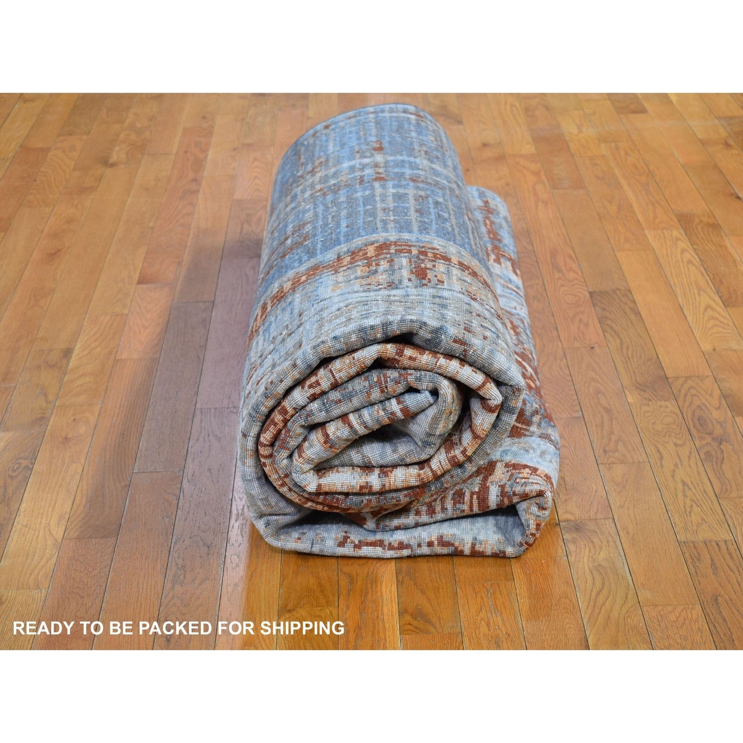 9'X12'2" Hi-Low Pile Abstract Design Denser Weave Wool&Silk Hand Made Rug