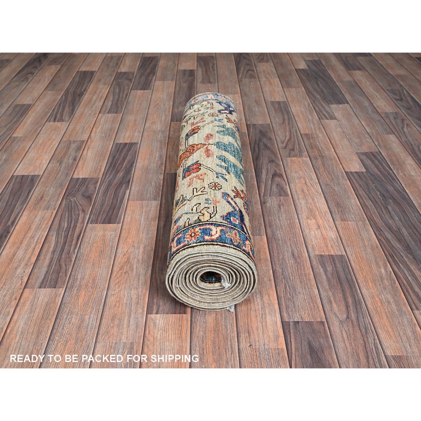 2'10"X12' Light Green Heris All Over Design Wool Hand Knotted Runner Rug