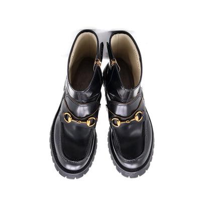Gucci Women'S Harald Horsebit Platform Ankle Boots Leather
