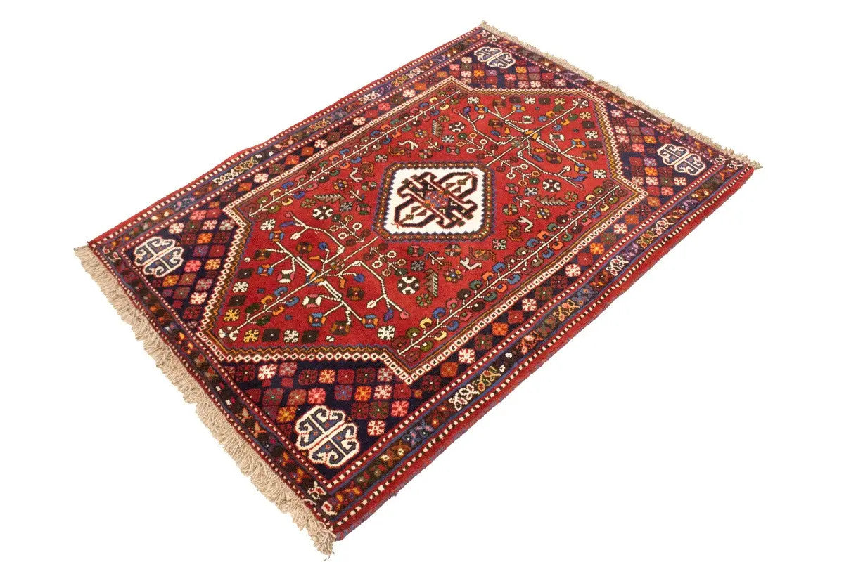 3'5X5 Hand-Knotted Red Tribal Floral Oriental Rug Boho Farmhouse Decor Carpet