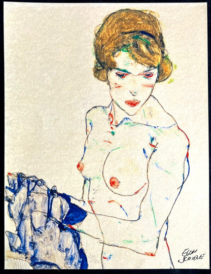 Egon Schiele, Lithograph From An Painting Coa Signed In Pen Numbered