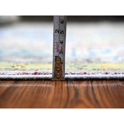 6'X8'5" Battleship Gray Soft Wool Colorful Fusion Kazak Oriental Rug