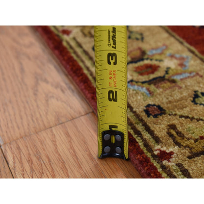 2'7"X19'10" Brick Red Hand Knotted Xl Runner Karjihooz Design Wool Rug