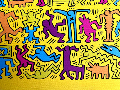 Keith Haring Lithograph Of A Coa Painting Signed