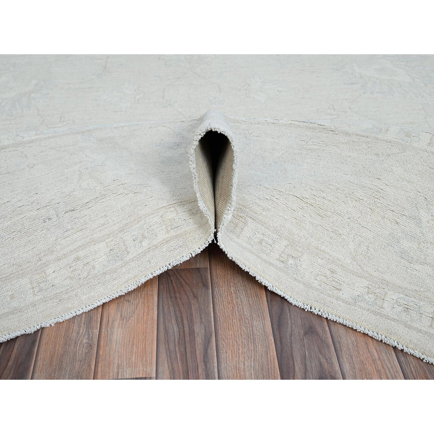 9'10"X13'10" Snow Cap White Hand Knotted Wool Peshawar Oriental Rug