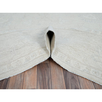 9'10"X13'10" Snow Cap White Hand Knotted Wool Peshawar Oriental Rug