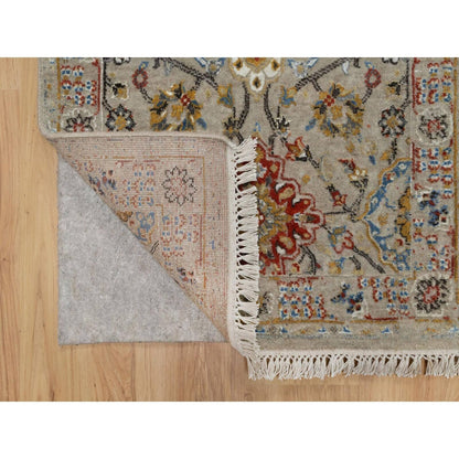 2'6"X11'10" Brown The Sunset Rosettes Hand Knotted Wool & Silk Runner Rug