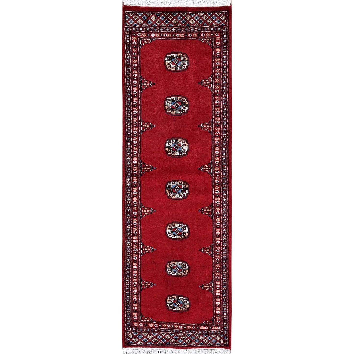 2'1"X6' Red Princess Bokara Soft Wool Hand Knotted Narrow Runner Rug