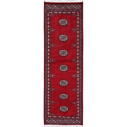 2'1"X6' Red Princess Bokara Soft Wool Hand Knotted Narrow Runner Rug