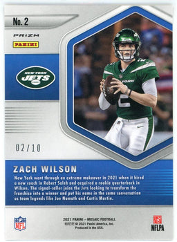 Zach Wilson 2021 Panini Mosaic Gold Prizm Rookie Card #2/10