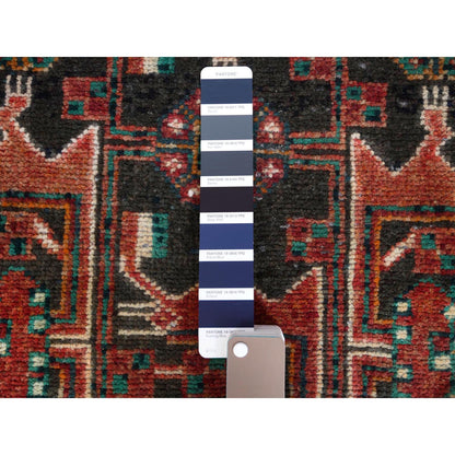 5'X9'10" Semi Antique Hand Knotted Red Farsian Sheeraz Sheared Low Rug