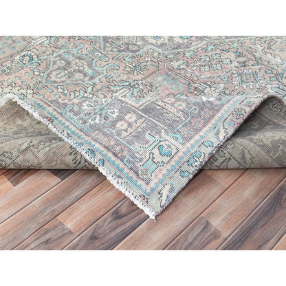 8'X10'8" Peach Color Distressed Look Old Farsian Hand Knotted Wool Rug