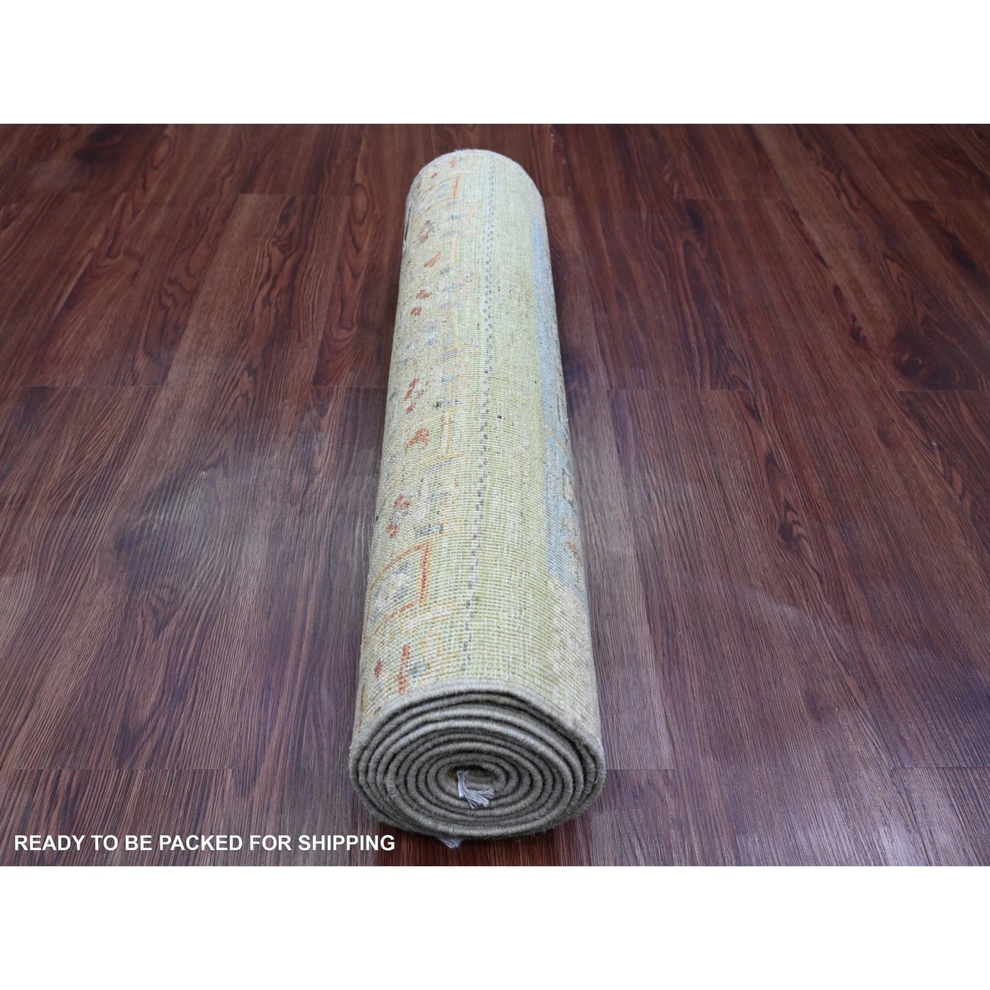 2'5"X9'9" Green Hand Knotted Kashkuli Animal Figurines Wool Runner Rug