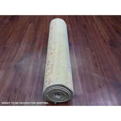 2'5"X9'9" Green Hand Knotted Kashkuli Animal Figurines Wool Runner Rug