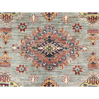 9'X12'4" Stone Gray Soft Wool Hand Knotted Afghan Super Kazak Rug