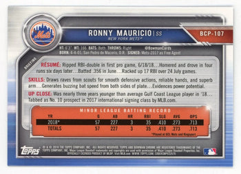 Ronny Mauricio 2019 Topps 1St Bowman Chrome #Bcp-107 Card