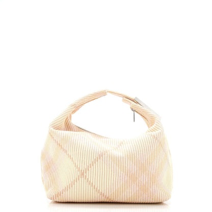 Burberry Peg Handle Bag Knit Check Fabric Medium