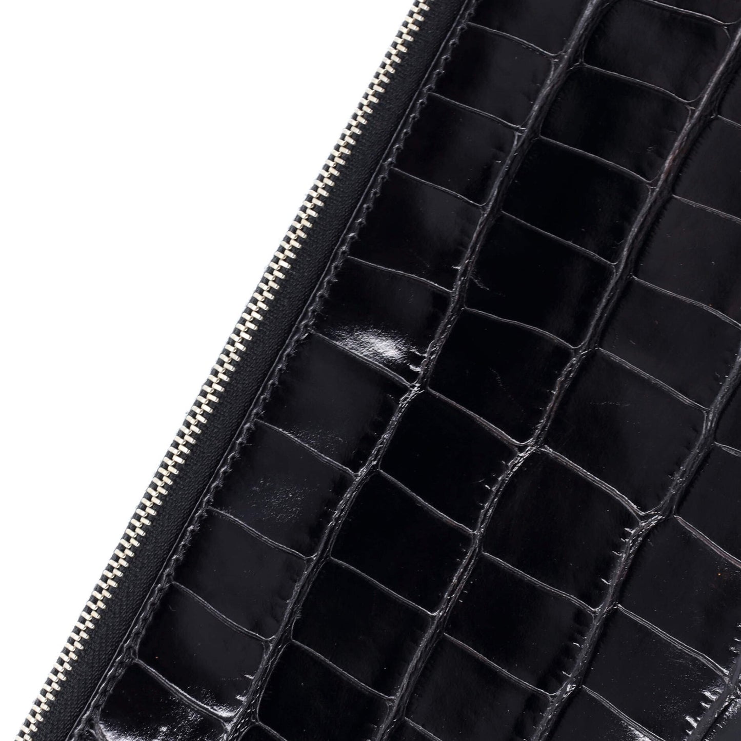 Chanel Signature O Case Pouch Printed Crocodile Embossed Calfskin Medium