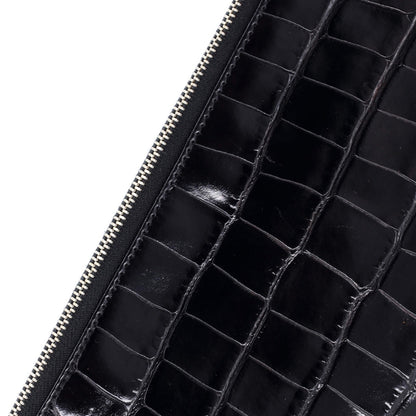 Chanel Signature O Case Pouch Printed Crocodile Embossed Calfskin Medium