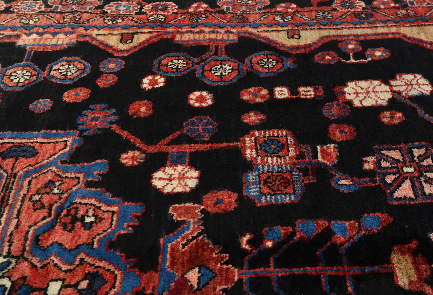 Tribal floral vintage oriental rug 5x8 ft handmade farmhouse entryway carpet
