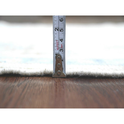 2'2"X3' White Hand Knotted Afghan Angora Oushak Leaf Pattern Wool Mat Rug