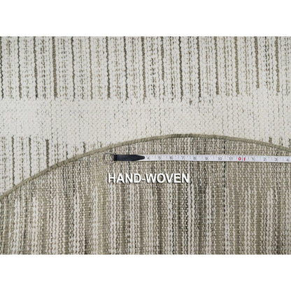 5'X5' Ivory Wool Rug Flat Weave With Textured Pile Hand Woven Round