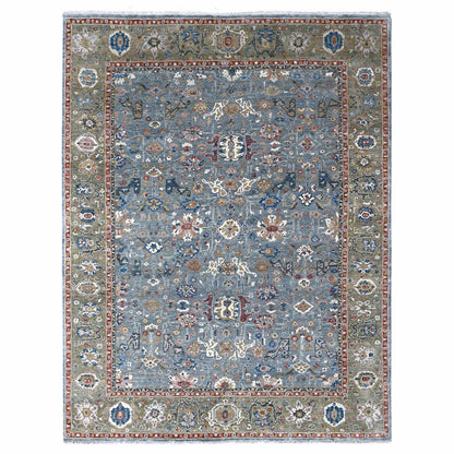 9'X11'10" Gray Heris All Over Design Hand Knotted Pure Wool Oriental Rug