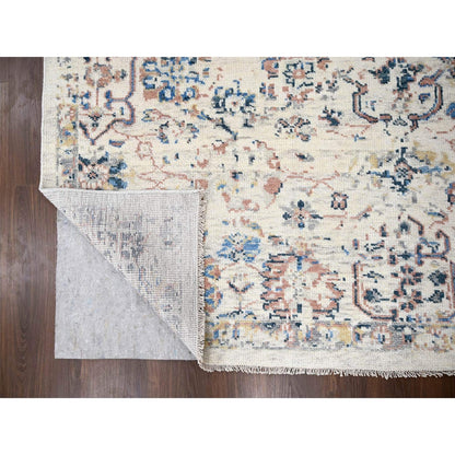 8'10"X11'10" Ivory Pure Wool Hand Knotted Mahal Design Oriental Rug