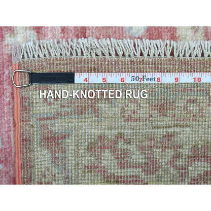 6'2"X9' Angora Oushak Organic Wool Hand Knotted Coral Red Oriental Rug